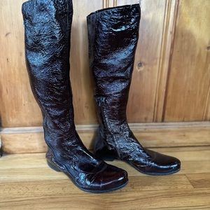 Apepazza Oleandro Tall Brown Crinkled Leather Equestrian Style Boots